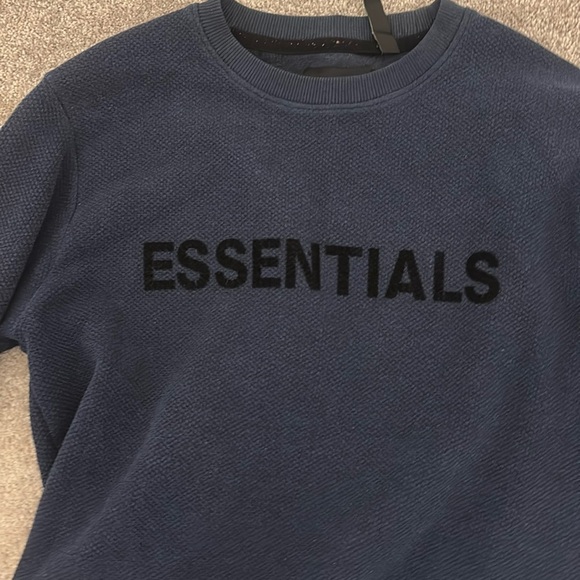 Fear of God Essentials blue ribbed Sweatshirt Sz Large - Picture 4 of 16